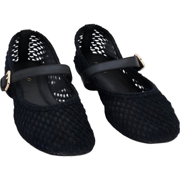 Arezzo Abby Woven Mary Jane Ballet Flats Black Women's US 11M - Picture 4 of 6